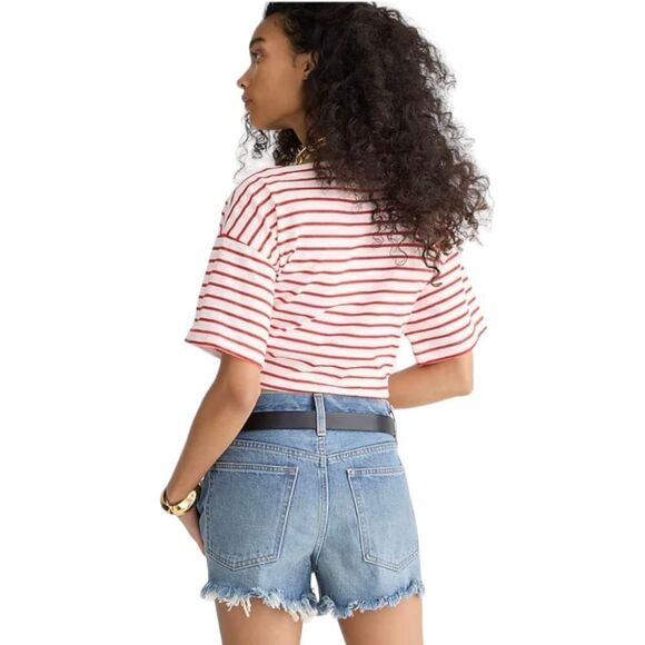 J. Crew Relaxed Fit Denim Cut Off Blue Jean Shorts Mid Rise Women's Sz 34‎ NWT - Picture 2 of 15